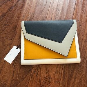 Leith clutch in mustard yellow multi